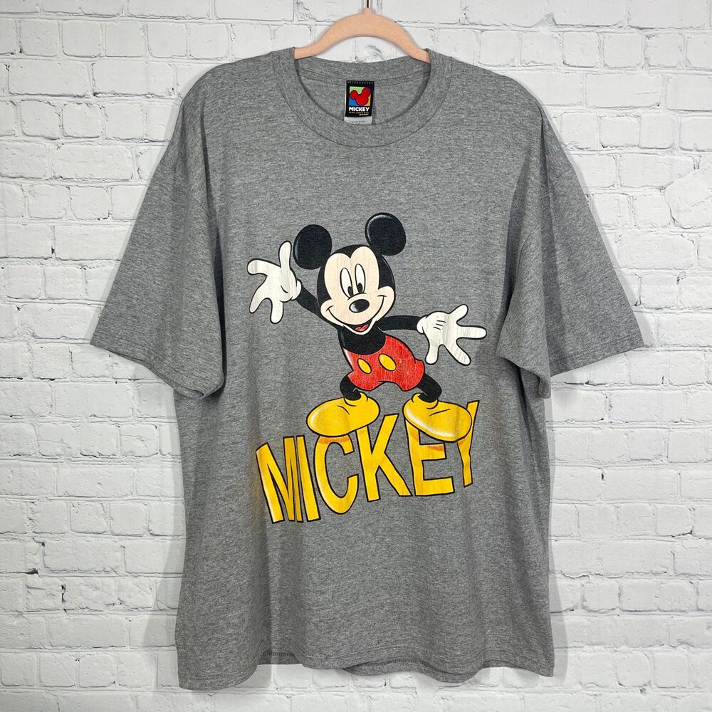 Vintage Y2K Disney Shirt Mickey Unlimited Women XXL Gray Graphic Tee Crew Neck